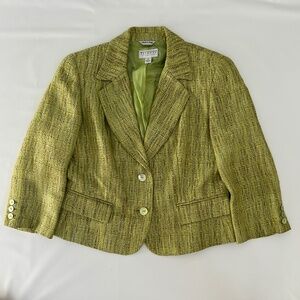 Talbots Collection Blazer Women's 6 Light Green Tweed Short Jacket Career Lux